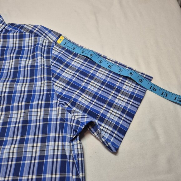 Polo Ralph Lauren Men's Shirt Size M Short Sleeve Plaid Dk Blue Performance (60) - Picture 11 of 13